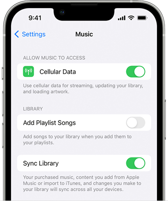 turn on icloud music library