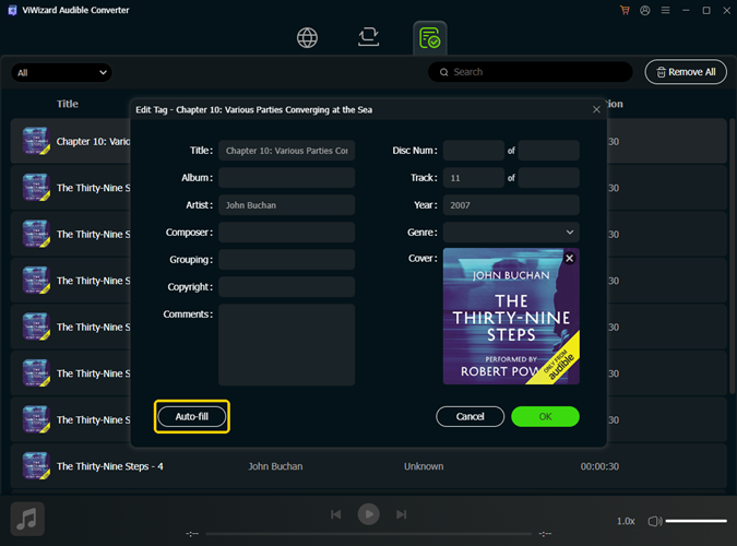 edit auto fill audible book tags
