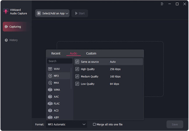 configurar el formato de audio de salida