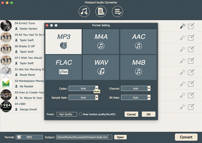 select output format mac