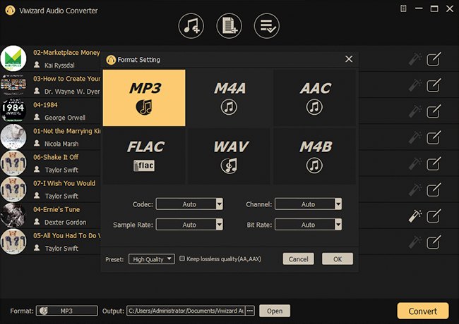 choose output format as mp3