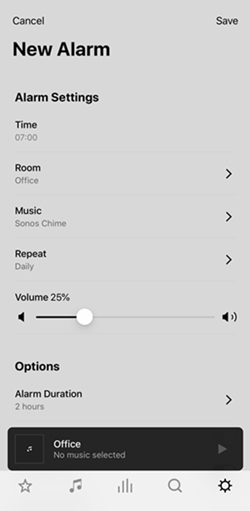 add alarm on sonos