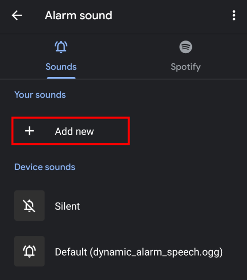 add alarm song