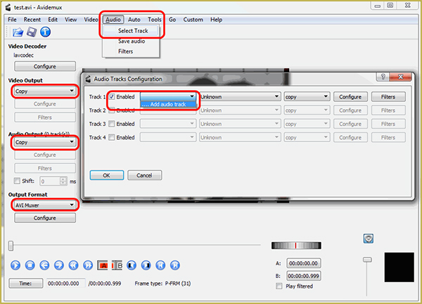 add audio to avidemux