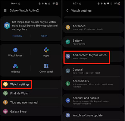 add content to wear os watch