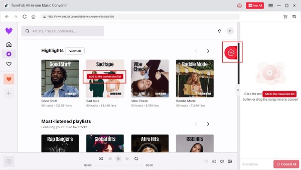 add deezer music in tunefab