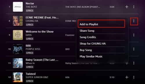 add song to playlist on amazon music web player