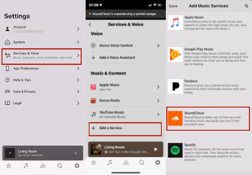 add soundcloud to sonos on phone