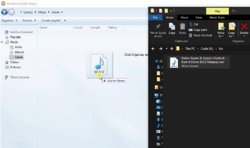 add wav file to windows media player