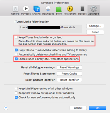 advanced itunes settings mac