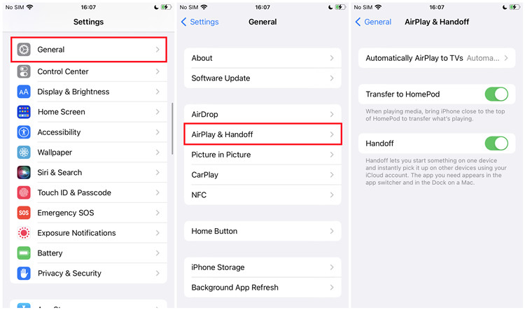 airplay handoff transfer to homepod on ios