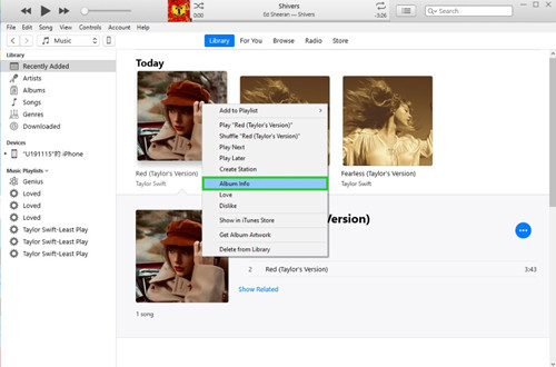 album info in iTunes