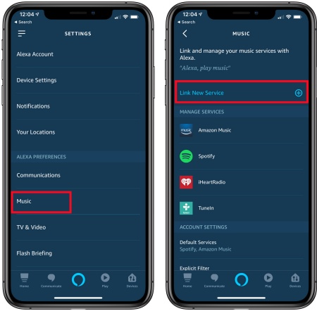 alexa link new service
