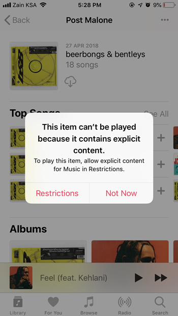 allow explicit content for Apple Music