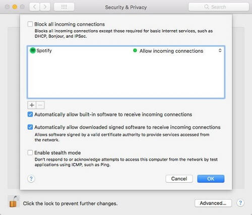 allow spotify firewall mac