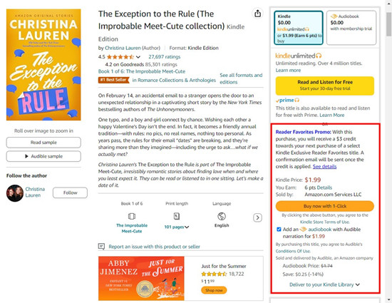 amazon ebook add an audiobook with audible narration