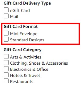 amazon filter gift card format