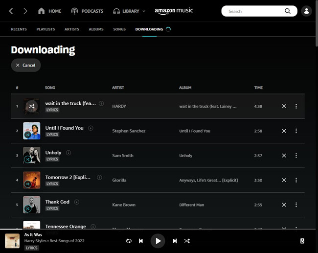 amazon music all access playlist downloading