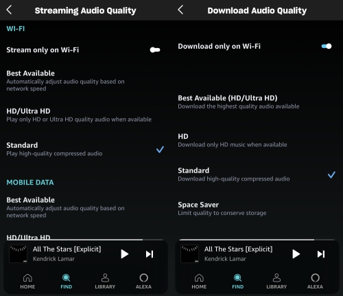 amazon music audio quality details