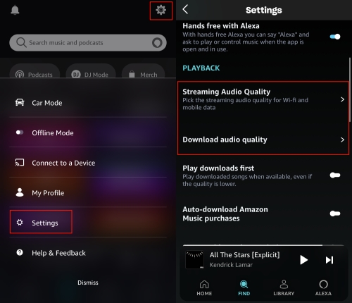 amazon music audio quality mobile