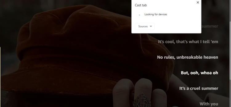 amazon music cast tab chrome