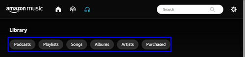 access Amazon Music contnets in library on web