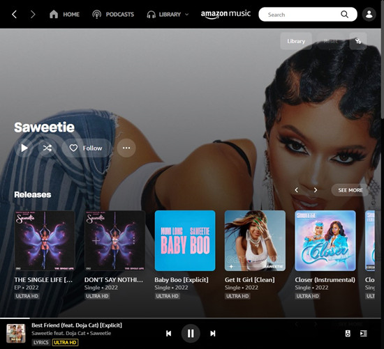 amazon music desktop artist profile