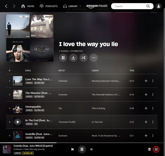 amazon music desktop play queue autoplay off