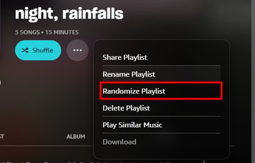 amazon music destkop randomize playlist