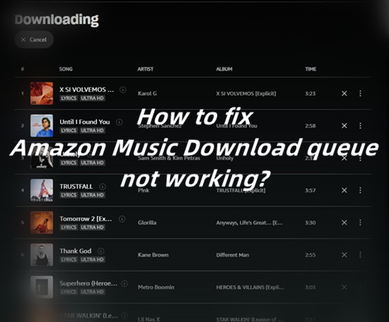 amazon music download queue not working