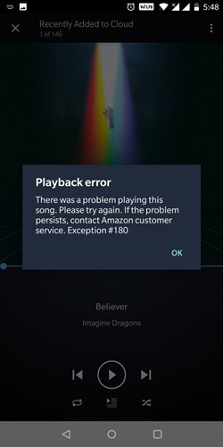 Amazon Music Exception 180