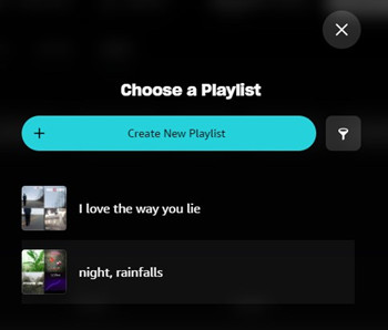 amazon music local files choose a playlist