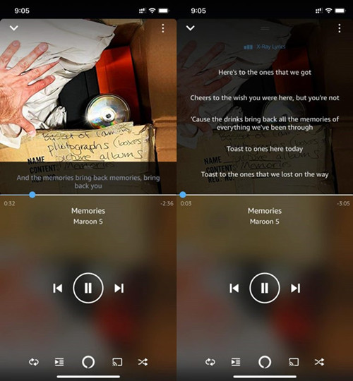how to show Amazon Music lyrics on mobile device