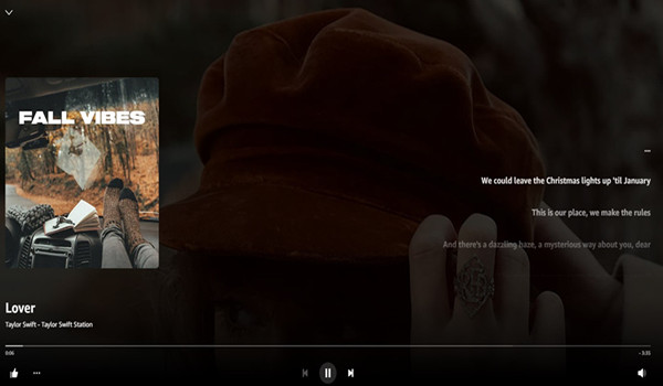how to check lyrics availablity on Amazon Music Web Player