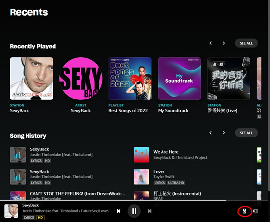 amazon music now playing available devices