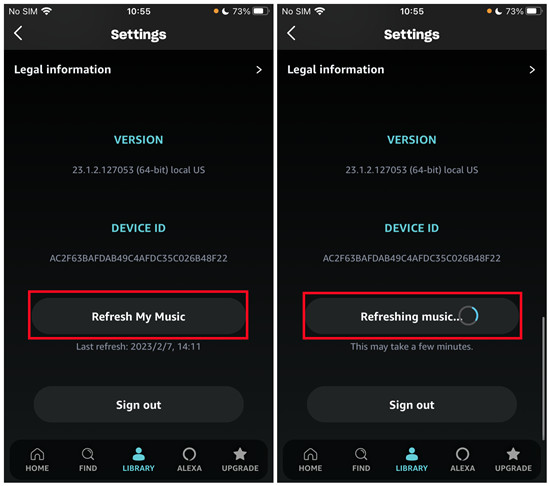 amazon music refresh my music ios
