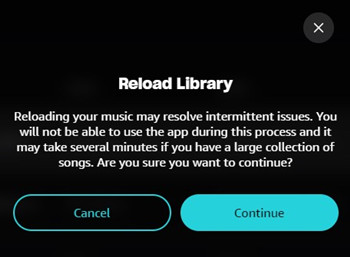 amazon music reload library confirm