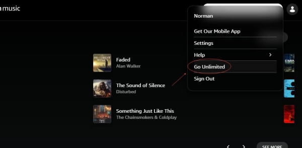 amazon music repeat go unlimited