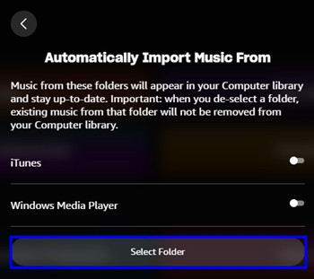 amazon music select folder import music