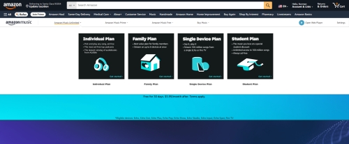 amazon music single device plan page