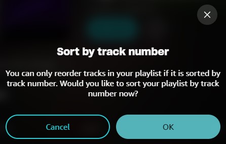 amazon music sort by track number