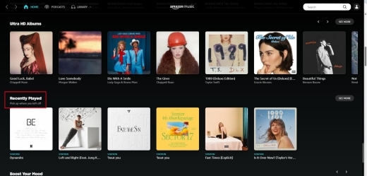 amazon music stats recently played