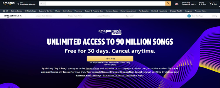 get Amazon Music Unlimited for free