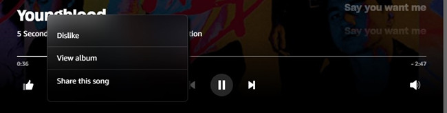 dislike a song on Amazon Music