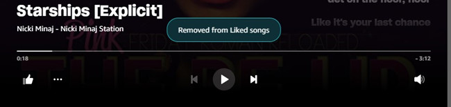 remove a song from liked songs Amazon Music