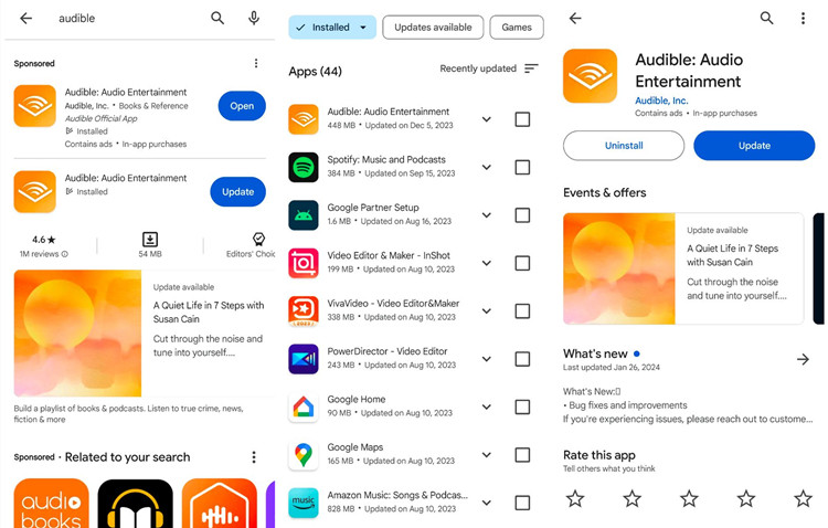 android audible app update