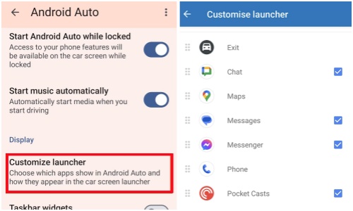 android auto customize launcher