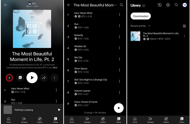 android youtube music download album