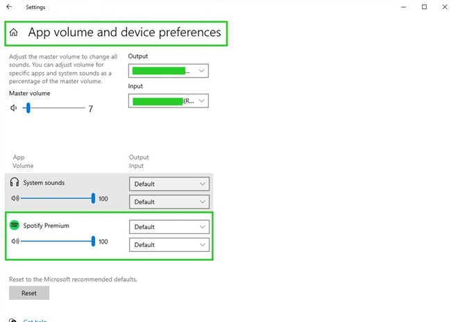 app volume and device preferences