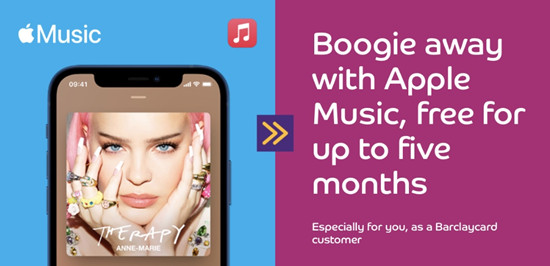 apple music 5 month free trial barclaycard uk